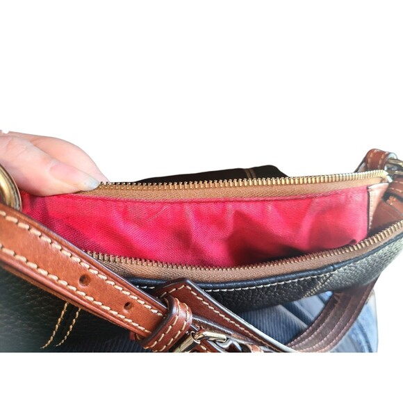 Dooney & Bourke Pebble Grain Small East West Slouch Shoulder Bag Black & Brown - Picture 6 of 12